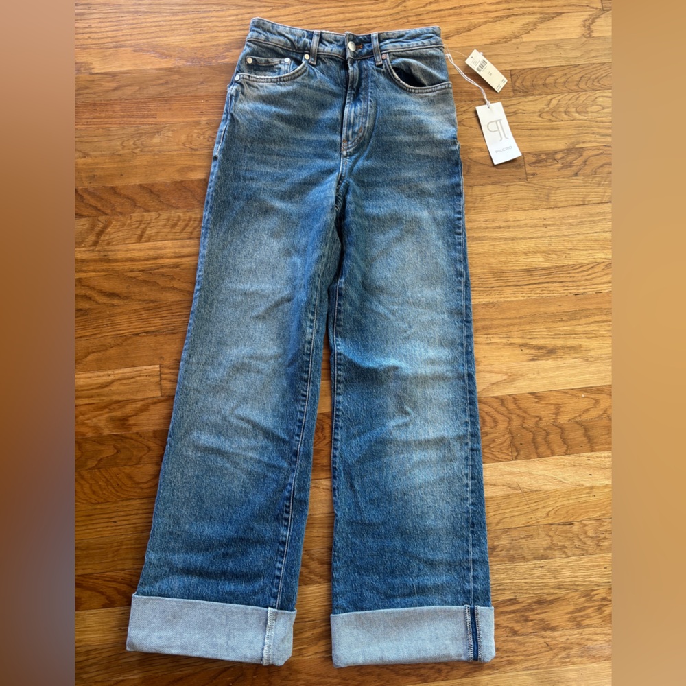 Anthropologie Pilcro Women's Blue Straight Leg Cuffed Jeans